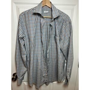 Peter Millar Size Large Button-Down Brown Blue Casual Business